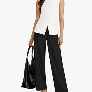 Casly Lamiit Women’s 2XL Sleeveless Blazer & Wide Leg Pants 2-Piece Set